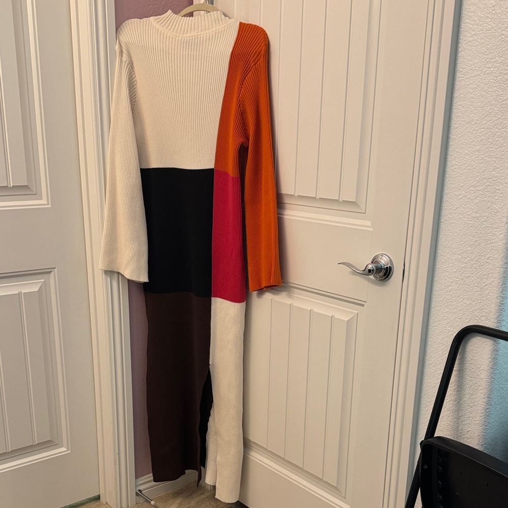Eloquii Multicolor Cowl Neck Sweater Dress